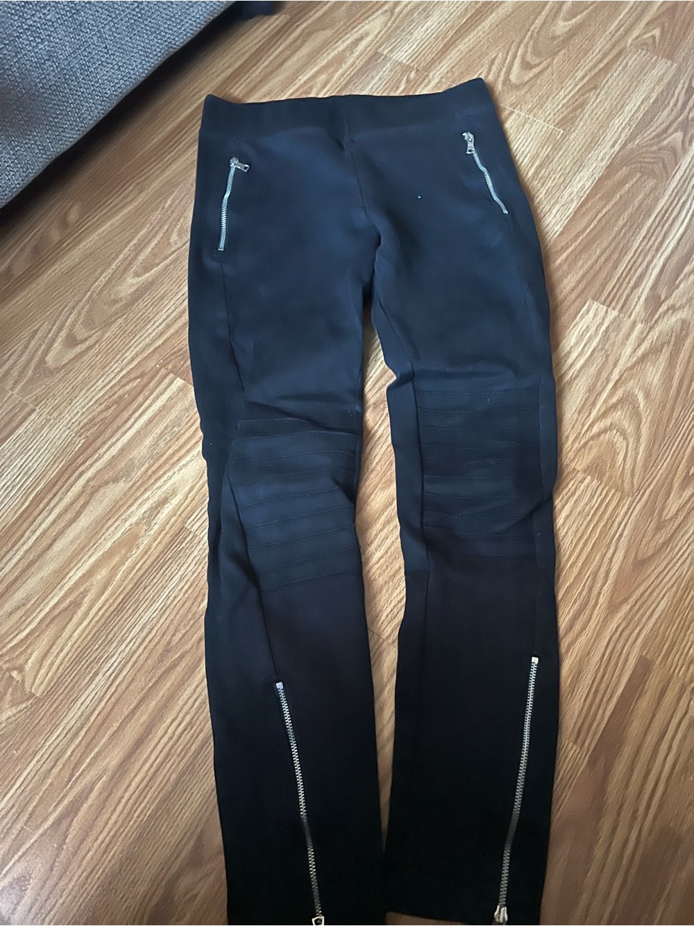 GAP Black Moto-Style Zip Joggers